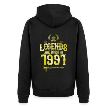 1991 legends born in - Unisex Premium Bio Zip Hoodie - Schwarz - Hinten - Nico (187cm)