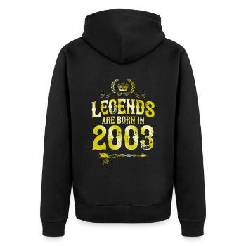 2003 legends born in - Unisex Premium Organic Zip Hoodie - black - Back - Nico (187cm)