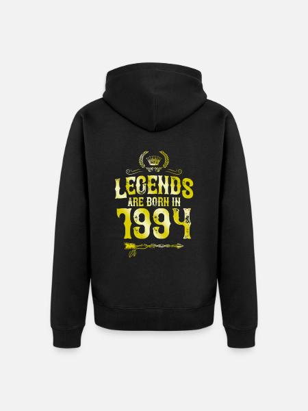 1994 legends born in - Unisex Premium Organic Zip Hoodie - black