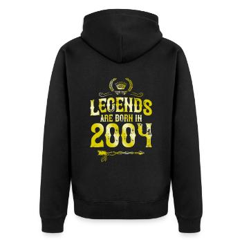 2004 legends born in - Unisex Premium Bio Zip Hoodie - Schwarz - Hinten - Nico (187cm)