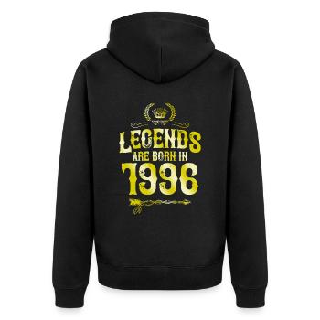 1996 legends born in - Unisex Premium Organic Zip Hoodie - black - Back - Nico (187cm)