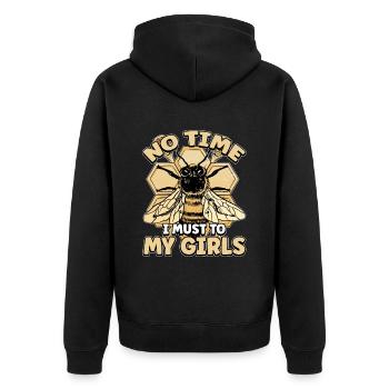 Keine Zeit Ich Muss Zu Meinen Mädels Bienen Imker - Unisex Premium Bio Zip Hoodie - Schwarz - Hinten - Nico (187cm)