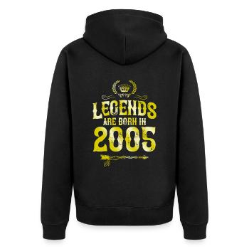 2005 legends born in - Unisex Premium Organic Zip Hoodie - black - Back - Nico (187cm)