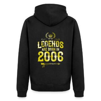 2006 legends born in - Unisex Premium Organic Zip Hoodie - black - Back - Nico (187cm)
