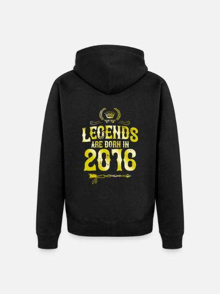 2016 legends born in - Unisex Premium Organic Zip Hoodie - black
