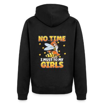 Keine Zeit Ich Muss Zu Meinen Mädels Bienen Imker - Unisex Premium Bio Zip Hoodie - Schwarz - Hinten - Nico (187cm)
