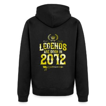 2012 legends born in - Unisex Premium Organic Zip Hoodie - black - Back - Nico (187cm)