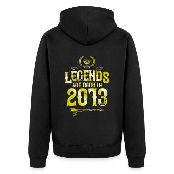 2013 legends born in - Unisex Premium Bio Zip Hoodie - Schwarz - Hinten - Nico (187cm)