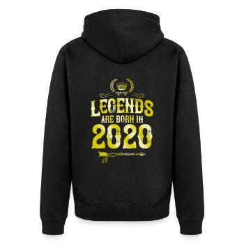 2020 legends born in - Unisex Premium Bio Zip Hoodie - Schwarz - Hinten - Nico (187cm)
