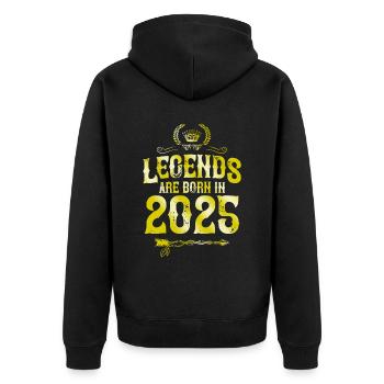 2025 legends born in - Unisex Premium Organic Zip Hoodie - black - Back - Nico (187cm)