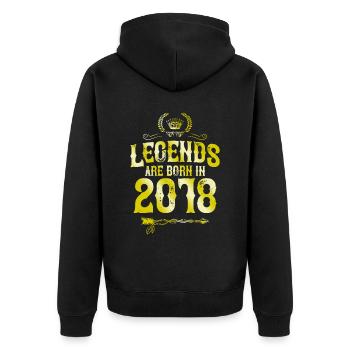 2018 legends born in - Unisex Premium Organic Zip Hoodie - black - Back - Nico (187cm)
