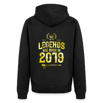 2019 legends born in - Unisex Premium Organic Zip Hoodie - black - Back - Nico (187cm)