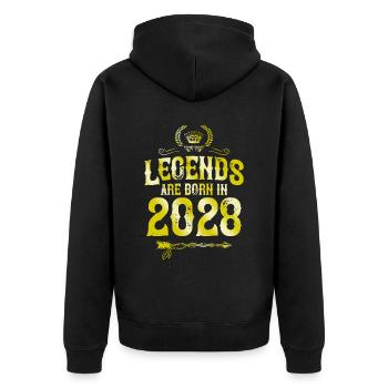 2028 legends born in - Unisex Premium Bio Zip Hoodie - Schwarz - Hinten - Nico (187cm)