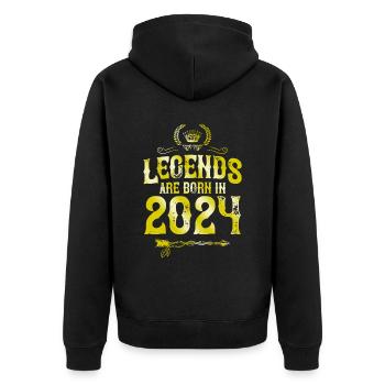 2024 legends born in - Unisex Premium Organic Zip Hoodie - black - Back - Nico (187cm)
