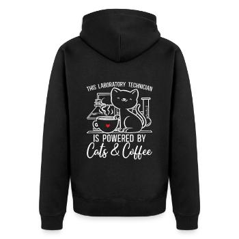 Laboratory Technician Cat Science Coffee Gift - Unisex Premium Organic Zip Hoodie - black - Back - Nico (187cm)