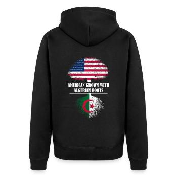 American Grown with algerian Roots flag - Unisex Premium Bio Zip Hoodie - Schwarz - Hinten - Nico (187cm)