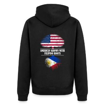 American grown with filipino roots Philippines - Unisex Premium Organic Zip Hoodie - black - Back - Nico (187cm)
