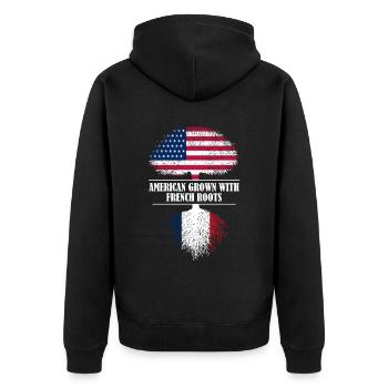 Américain cultivé avec des racines français France - Veste à capuche bio Premium Unisexe - noir - Dos - Nico (187cm)