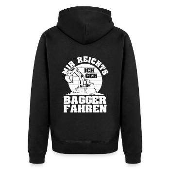Baggerführer Bagger fahren Männer Baggerfahrer Spr - Unisex Premium Bio Zip Hoodie - Schwarz - Hinten - Nico (187cm)