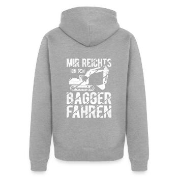 Baggerführer Bagger fahren Männer Baggerfahrer Spr - Unisex Premium Bio Zip Hoodie - Grau meliert - Hinten - Nico (187cm)