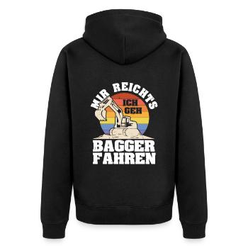 Baggerführer Bagger fahren Männer Baggerfahrer Spr - Unisex Premium Bio Zip Hoodie - Schwarz - Hinten - Nico (187cm)