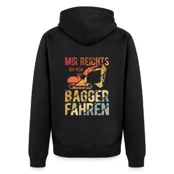Baggerführer Bagger fahren Männer Baggerfahrer Spr - Unisex Premium Bio Zip Hoodie - Schwarz - Hinten - Nico (187cm)