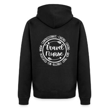 Travel Nurse Life Nursing Squad Appreciation - Unisex Premium Organic Zip Hoodie - black - Back - Nico (187cm)