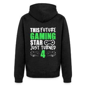 Joueur Gamer Gaming Drôle Dire 4ème Anniversaire - Veste à capuche bio Premium Unisexe - noir - Dos - Nico (187cm)
