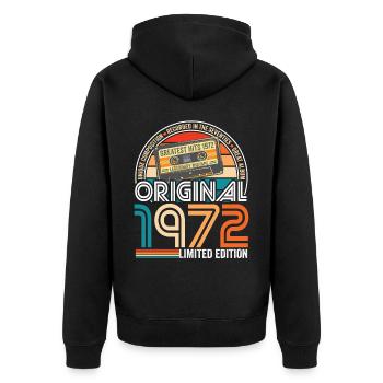 Birthday 1972 Vintage cassette vintage 1972 - Unisex Premium Organic Zip Hoodie - black - Back - Nico (187cm)