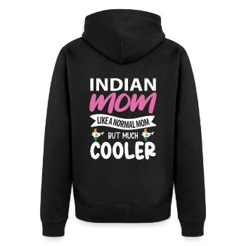 Indisches Muttergeschenk - Unisex Premium Bio Zip Hoodie - Schwarz - Hinten - Nico (187cm)
