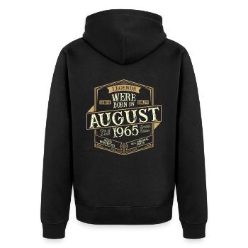 August 1965 Birthday Man - Unisex Premium Organic Zip Hoodie - black - Back - Nico (187cm)