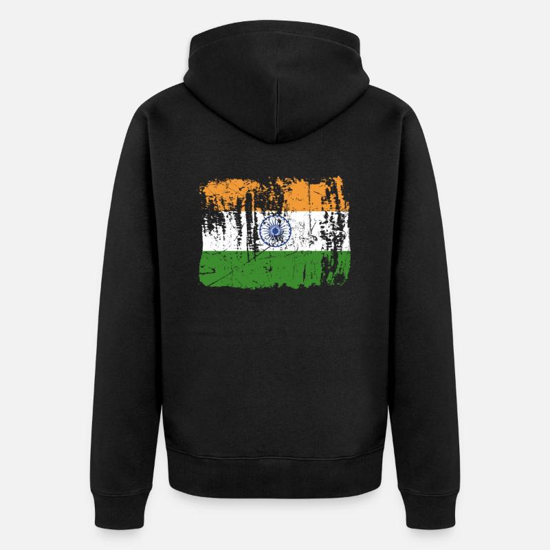 Indien Pride Geschenk - Unisex Premium Bio Zip Hoodie - Schwarz