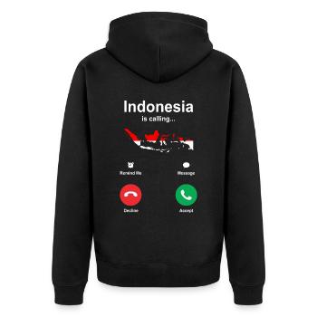 Reisen Indonesien Geschenk - Unisex Premium Bio Zip Hoodie - Schwarz - Hinten - Nico (187cm)