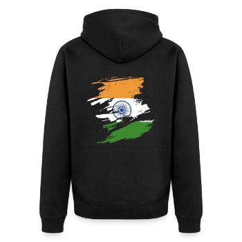 Support India gift - Unisex Premium Organic Zip Hoodie - black - Back - Nico (187cm)