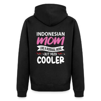 Indonesien Mama Geschenk - Unisex Premium Bio Zip Hoodie - Schwarz - Hinten - Nico (187cm)