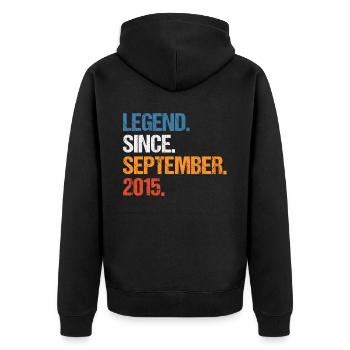 Légende depuis septembre 2015 Anniversaire - Veste à capuche bio Premium Unisexe - noir - Dos - Nico (187cm)