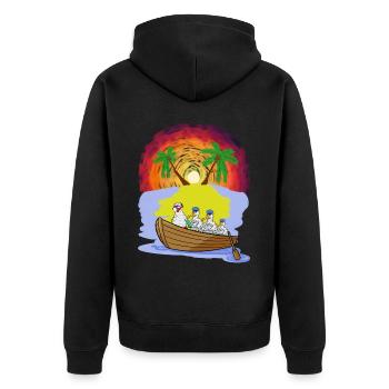 Abenteuer Freizeit Expedition Karibik Oma Huhn - Unisex Premium Bio Zip Hoodie - Schwarz - Hinten - Nico (187cm)
