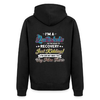 Seamstresses Quilting Lovers Quilting - Unisex Premium Organic Zip Hoodie - black - Back - Nico (187cm)