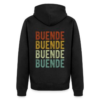 Buende Stadt Retro Vintage - Unisex Premium Bio Zip Hoodie - Schwarz - Hinten - Nico (187cm)