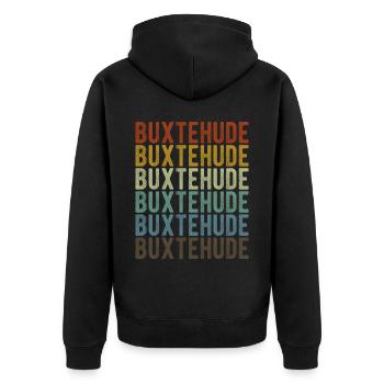 Buxtehude Stadt Retro Vintage - Unisex Premium Bio Zip Hoodie - Schwarz - Hinten - Nico (187cm)