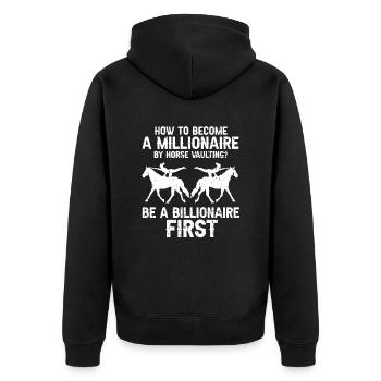Voltigieren Akrobatik Design und Reitsport Pferd - Unisex Premium Bio Zip Hoodie - Schwarz - Hinten - Nico (187cm)