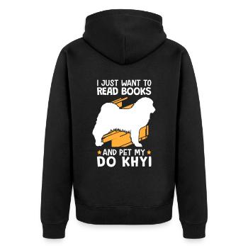 Faites un trait de Khyi et lisez le dogue tibétain - Veste à capuche bio Premium Unisexe - noir - Dos - Nico (187cm)