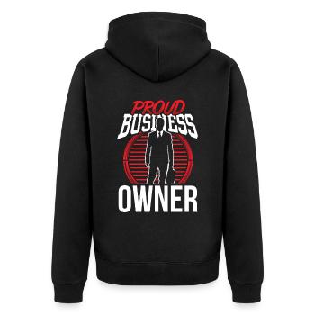 Proud Business Owner Founder CEO Entrepreneur - Unisex Premium Organic Zip Hoodie - black - Back - Nico (187cm)