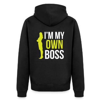 Ich Bin Mein Eigener Chef Mama CEO Gründer - Unisex Premium Bio Zip Hoodie - Schwarz - Hinten - Nico (187cm)