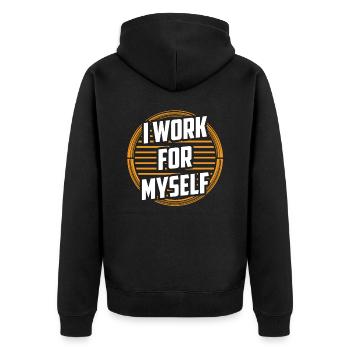 I work for myself entrepreneur founder - Unisex Premium Organic Zip Hoodie - black - Back - Nico (187cm)