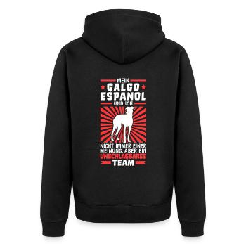 Galgo Espanol ist unschlagbar Spanien Windhund - Unisex Premium Bio Zip Hoodie - Schwarz - Hinten - Nico (187cm)