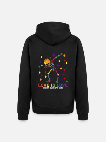 LGBT LGBTQ Dabbing Skeleton - Unisex Premium Organic Zip Hoodie - black