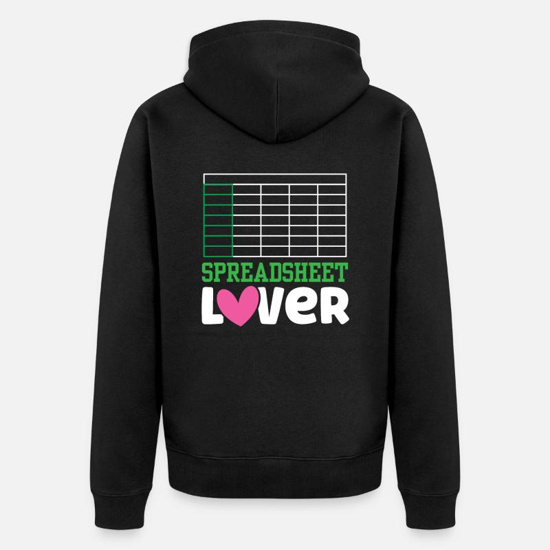 Liebhaber Von Spreadsheets Tabelle Spreadsheet - Unisex Premium Bio Zip Hoodie - Schwarz