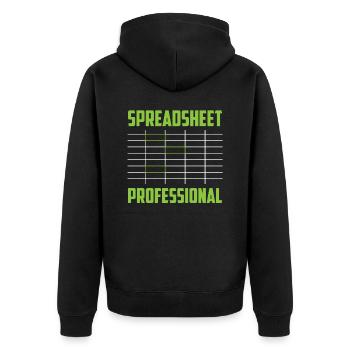 Spreadsheet Professional Work Table Accountant - Unisex Premium Organic Zip Hoodie - black - Back - Nico (187cm)