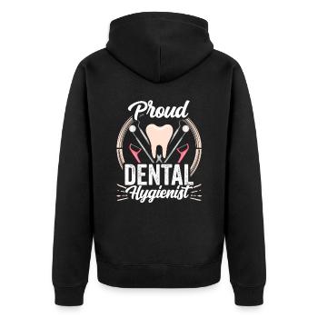 Proud Dental Hygienist Dentist Dental Hygiene - Unisex Premium Organic Zip Hoodie - black - Back - Nico (187cm)